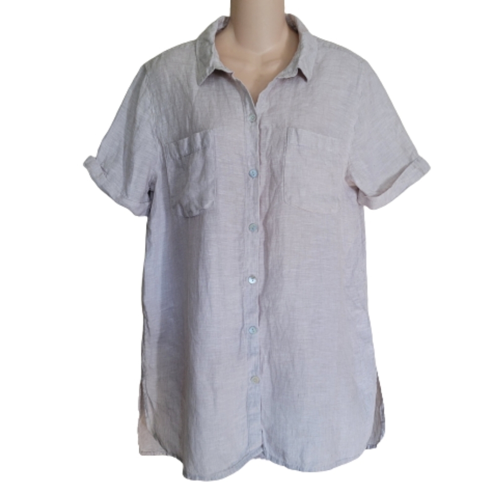 Christian Siriano 100% Linen Button Down Hi Low Tunic Size Women's Medium NEW